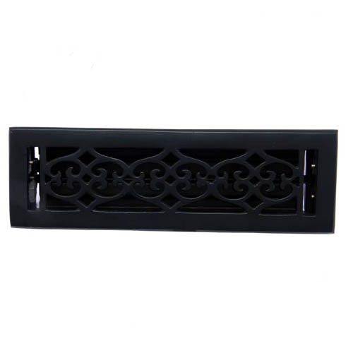 "Flower" Iron Wall Register with Louver - 2-1/4" x 10" (3-1/2" x 11-3/8" Overall)